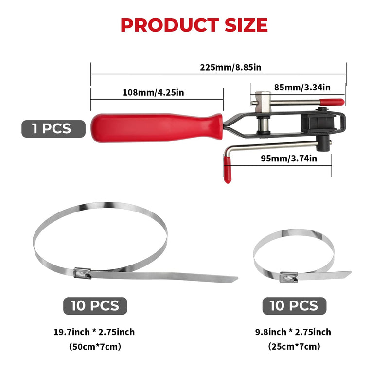 Alpha Rider Auto/ATV CV Joint Banding Boot Axle Clamp Pliers with 20PCS Stainless Steel CV Joint Boot Band Clamps for Most Cars Full Size