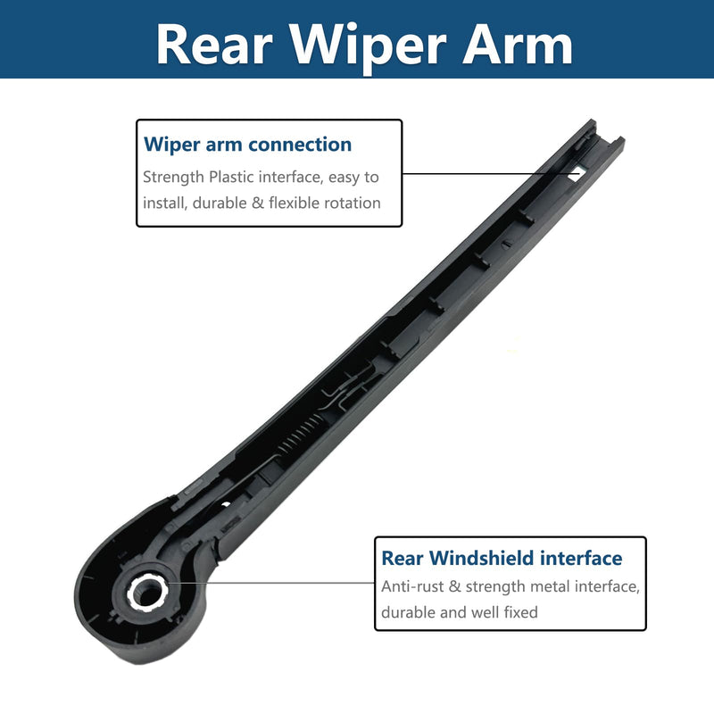 Rear Windshield Wipers Blade Arm Set for Volkswagen Atlas 2018-2023 Back Glass Wiper Arm Blade Replacements All Seasons Fit, Replacement OE: 3CN-955-427-03C