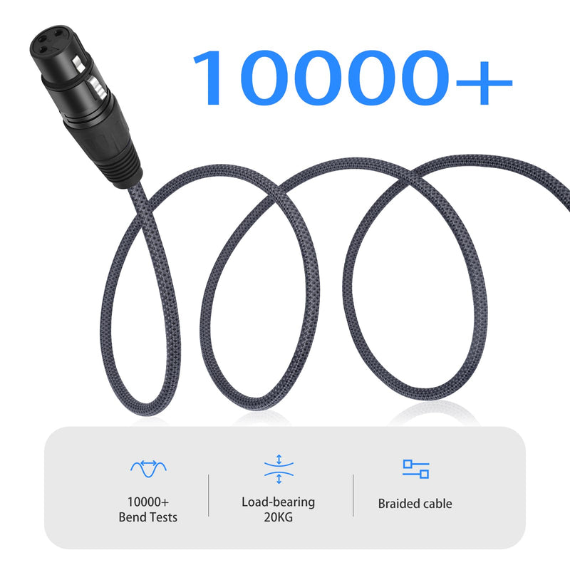 16FT Right Angle 1/4 TRS Male to 3Pin XLR Female Microphone Cable,6.35mm TRS to XLR Female-2Pack 16Feet