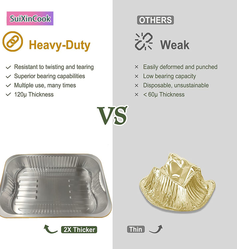 Gold Aluminum Foil Baking Pans 9"×13" with Lids | Heavy-Duty, 10 Pack + 10 Lids, Disposable, Reusable, 3500ML Capacity 13"×9"(10pack+10Lids)