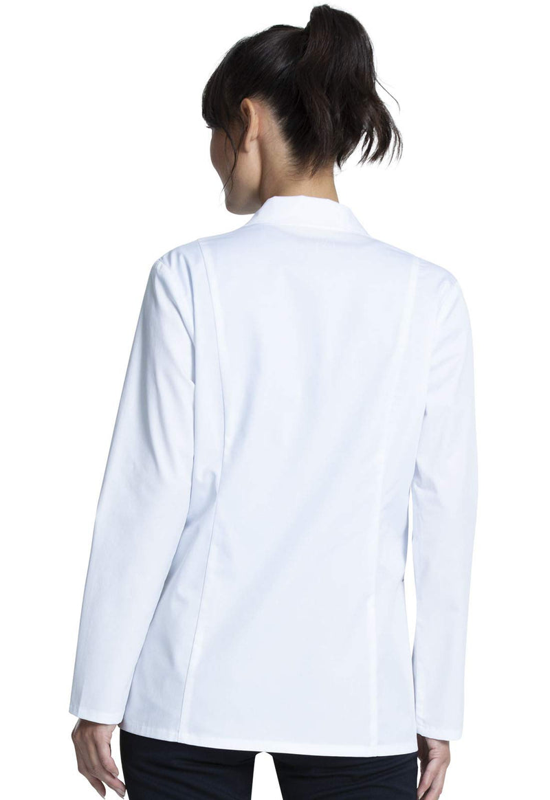 Cherokee Lab Coat Women 28" & 30" Medical Scrub Consultation Lab Coat Long Sleeve with 3 Pockets Easy Care - CK451 Standard Size 28" Medium White