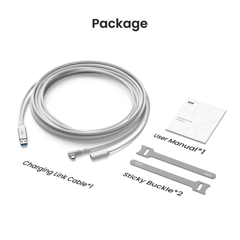 KIWI design Link Cable with Charging 16FT Compatible with Meta Quest 3S/3/2/Pro/Pico 4 Accessories and PC/SteamVR, USB 3.0 to USB C Link Cable with 5Gbps Super Speed for Extended Gameplay, White
