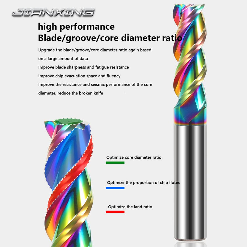 4mm Carbide Square End Mill for Aluminum & Copper Applications, 3-Flute, HRC 55 Deg, 4mm Cutting Diameter, 50mm Length, High Feed U-Type Design, for Roughing and Finishing (3 Pieces) 4mm (3 Pieces)