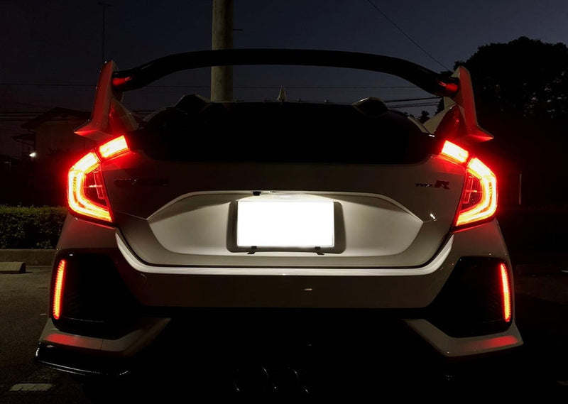 iJDMTOY Red Lens 24-SMD LED Bumper Reflector Lights Compatible With 2017-21 Honda Civic Hatchback, SI or Type-R Sedan, Function as Tail, Brake Lamps