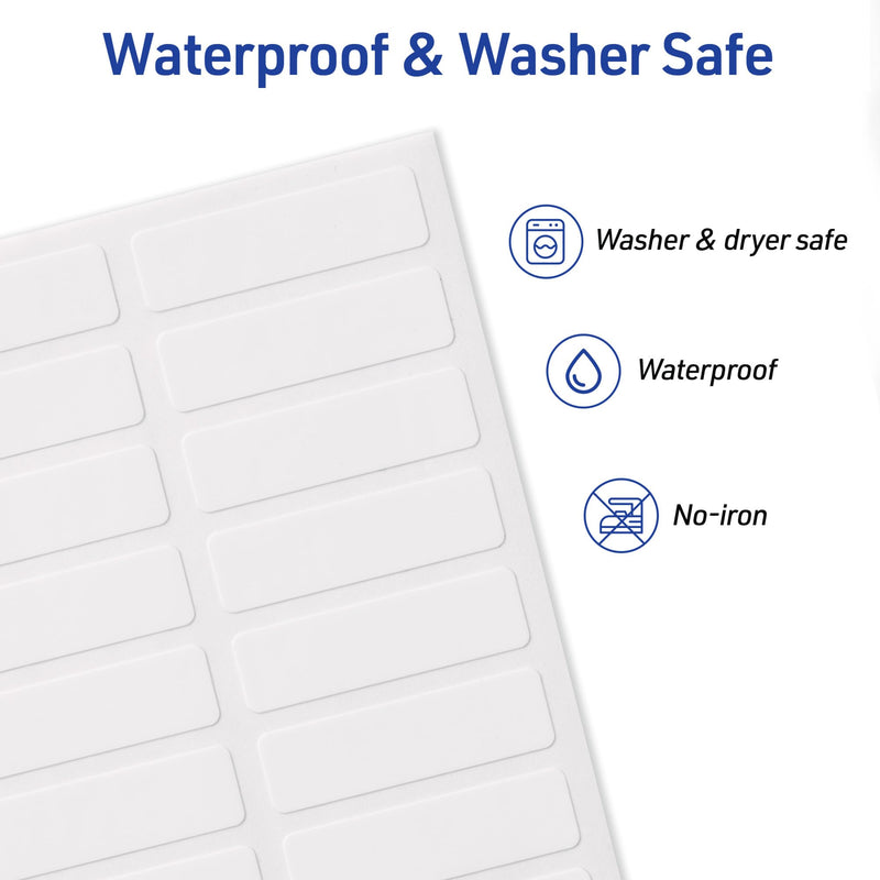 Avery No-Iron Fabric Labels, 1/2" x 1-3/4", Washer and Dryer-Safe Waterproof Labels, Non-Printable, 180 Total (40721) 1/2" x 1-3/4"