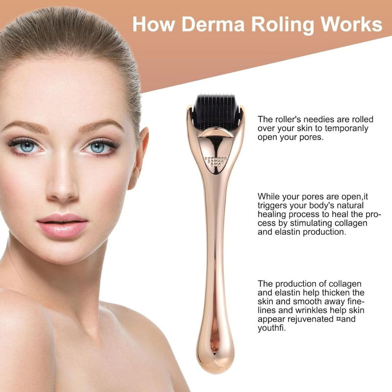 Derma Roller for Skin, Hair & Beard – Women and Men Titanium Microneedling Roller for Face & Scalp, Safe & Easy to Use