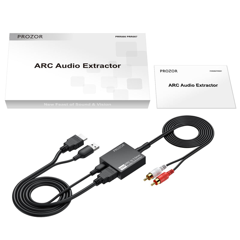 PROZOR 192KHz HDMI ARC to 3.5mm L/R Audio Adapter, 3.3ft/1m ARC Audio Extractor, TV HDMI(ARC) to RCA Converter with 3.5mm to RCA Cable, Adjustable Volume(CEC), for TV to Speaker Amplifier Soundbar HDMI-ARC to R/L