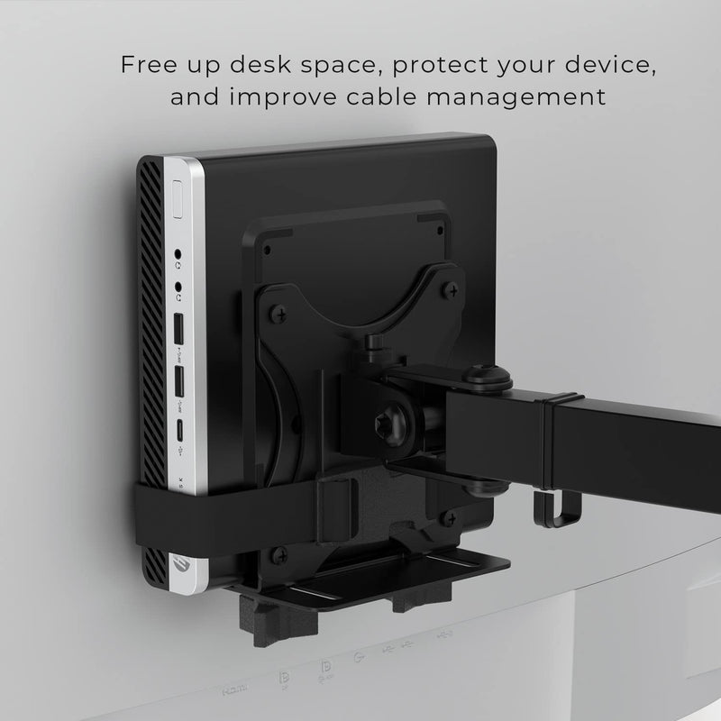HumanCentric Thin Client Mount Bracket, Mount a Mini PC or Computer to a VESA Monitor Arm or Stand, Pole, or Under Desk or Surface, Devices with 0.65-2.55" in Depth for 75x75 and 100x100mm Patterns