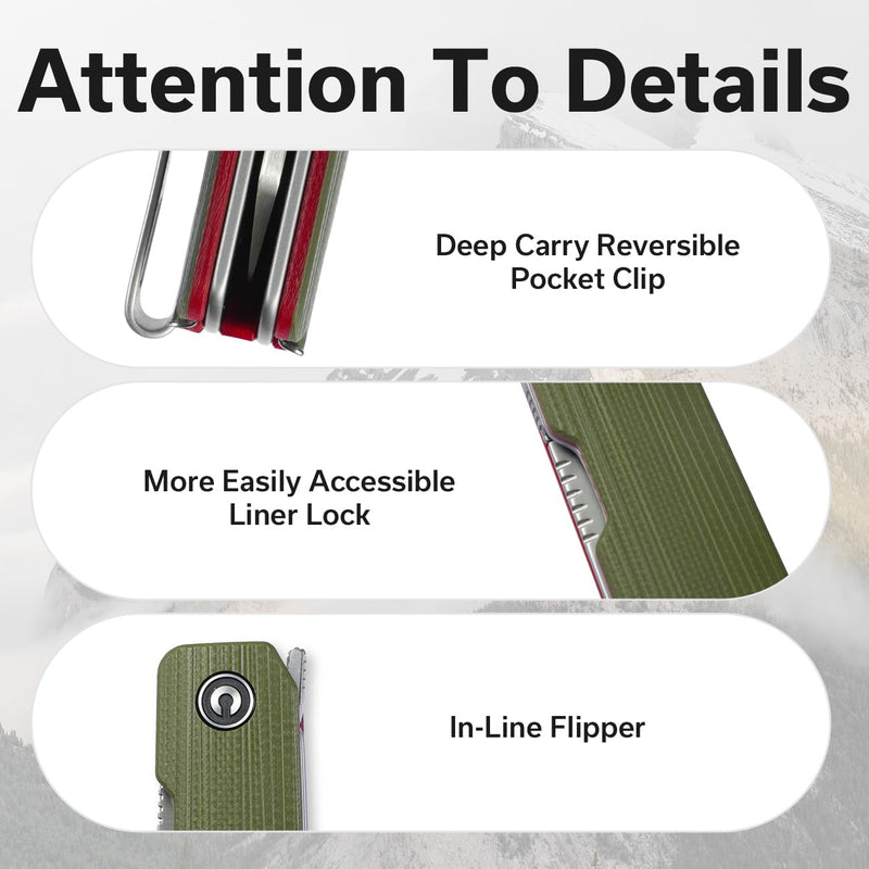 CIVIVI Sendy 3 In 1 Multitool Pocket Knife With Tweezers and Toothpick, Ben Petersen designed Folding Knife for EDC Camping Daily Use, Perfect Gifts for Men Women C21004B-1 Green/Red