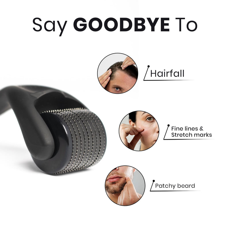 Derma Roller for Beard Growth & Hair Growth | Microneedling Roller with 540 Titanium Needles (0.25mm) | Beard Growth Kit for Men & Skin care
