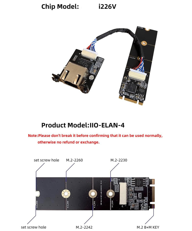 WayPonDEV M.2 A E Key to 2.5 Gigabit Ethernet Module, i226V Chipset 2.5G Ethernet Server NIC, 10/100/1000/25000 Mbps RJ45 LAN, Multi-Gigabit M.2 Network Card, Support 2230 (30CM, i226 M.2 A+E Key) 30CM