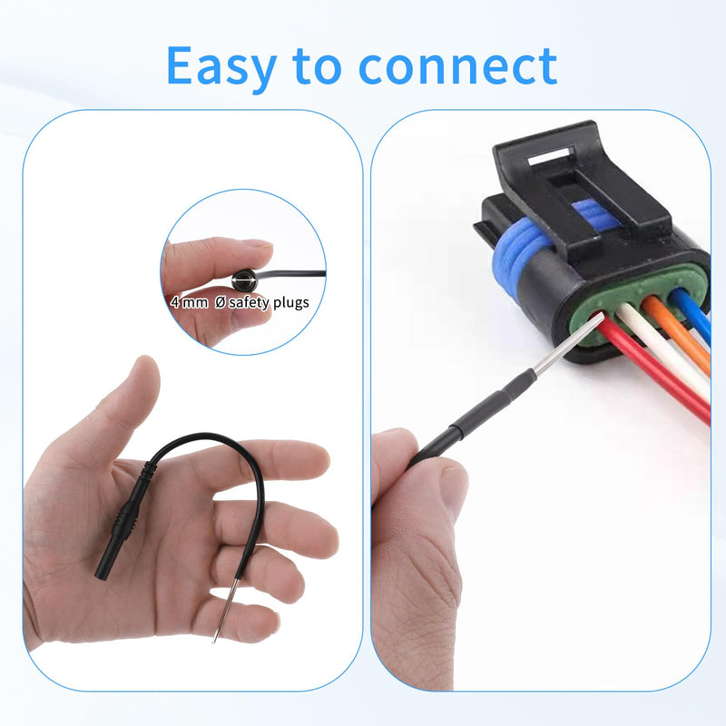 Flexible Spoon Back Probe, 4PCS Multimeter Leads Kit Silicon Flexible Test Back Probe Pins Test Wire Kit Power Probes Compatible with 4mm Banana Plug for Wire Piercing Car Repairing Electrical Testing 4