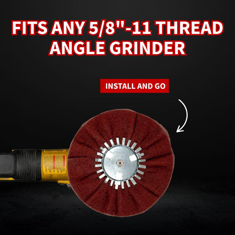 Satin Airway for Metal Finishing On High Speed Right Angle Grinder up to 3000 RPM Very Fine Maroon Finishes Like 320-400 Grit by (9" X 3" X 5/8")