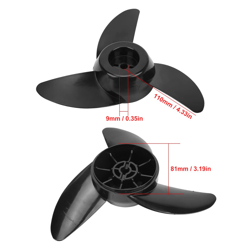 8.6in 3-Blade Marine Propeller Kit Plastic Outboard Propeller Boat Engine Propeller Electric Thruster Trolling Motor Parts for 28lb/36lb/46lb Outboard,for 12V/24V Motor