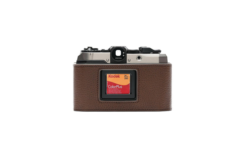 for Pentax 17 Case, Handmade Genuine Real Leather Half Camera Case Bag Cover for Pentax 17 Film Camera With Hand Strap (Coffee) Coffee