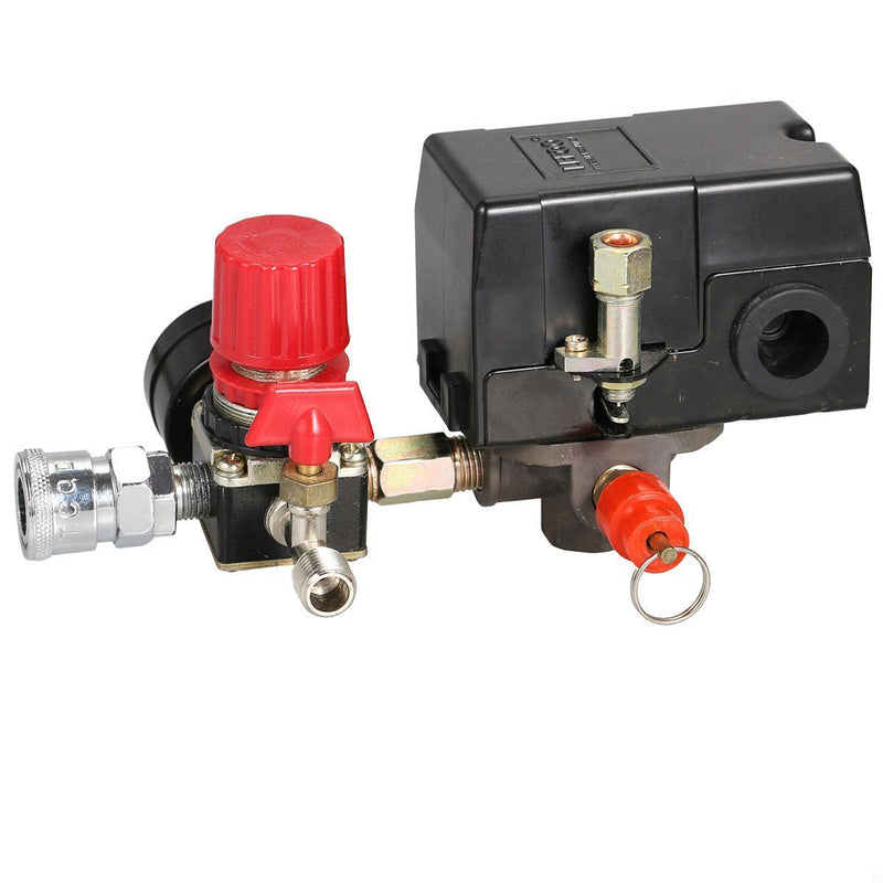Secbolt Pressure Switch Manifold Regulator Gauges Air Compressor Pressure Switch Control Valve 90-120PSI (American Pattern) American Pattern