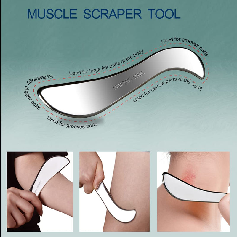 BYYDDIY 3 in 1 Stainless Steel Muscle Scraper Tools Set,Scraping Massage Tools for Physical Therapy,Derma Edge Massage Tool & GuaSha Massage Scraper Tool,IASTM Tools,Guasha Tool for Body SDC1