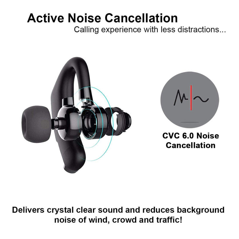 Ambar Wireless Bluetooth Earpiece with Built-in Mic – Ideal for Hands-Free Calling, Compatible with iPhone & Android – Perfect for Driving, Office, and Business Use