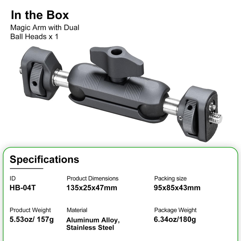 FANAUE Mini Articulating Arm Mount Camera Accessories Compatible with 1/4"-20 to 1/4"-20 Connectors (with Locating Pins) Aluminum-Built Arm Offers Flexibility Connectors