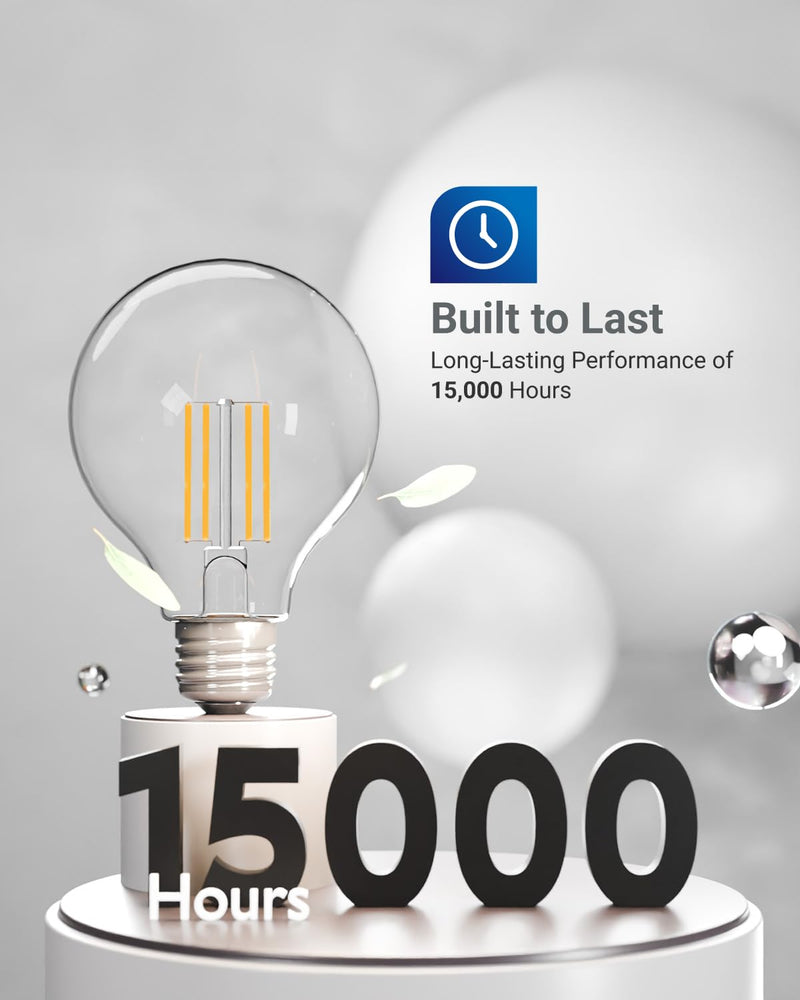 Sunco 6 Pack G25 Globe Light Bulbs LED Edison Vanity Light Bulbs, CRI90, 3000K Warm White, Dimmable, 5W=60W, Clear Vintage Filament Globe, 500 Lumens, E26 Base, Indoor Outdoor, UL 6 Count (Pack of 1)