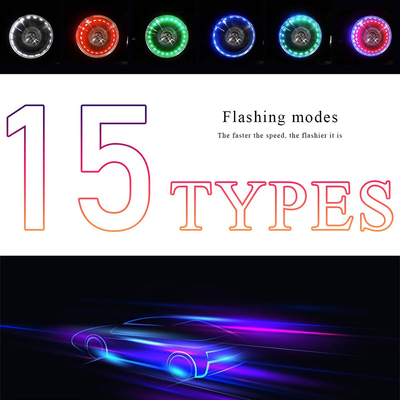 8 PCS Car Tire Wheel Lights, Colorful Solar LED Tire Valve Cap Lamp with Motion Sensor, Waterproof Flash Valve Stem Caps Lights for Cars, Truck, Bicycles, Motorcycles (8 PCS) 8 PCS