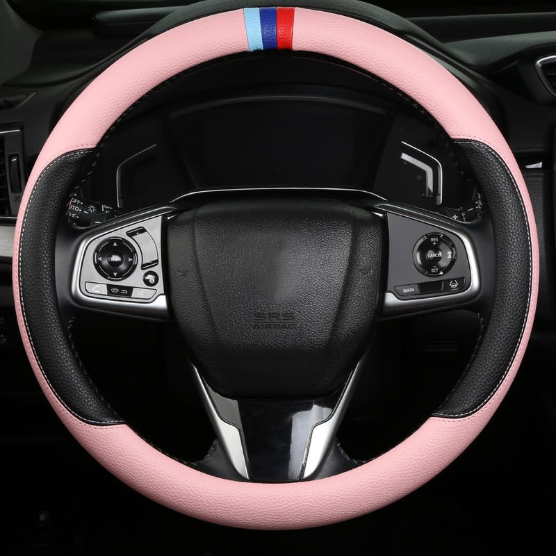 Cxtiy Steering Wheel Cover for BMW X1 X2 X3 X4 X5 X6 330i 530i 740i iX1 iX3 i4 i5 M3 M5 (Pink, Standardized(14.5'-15')) Pink Standardized(14.5'-15')
