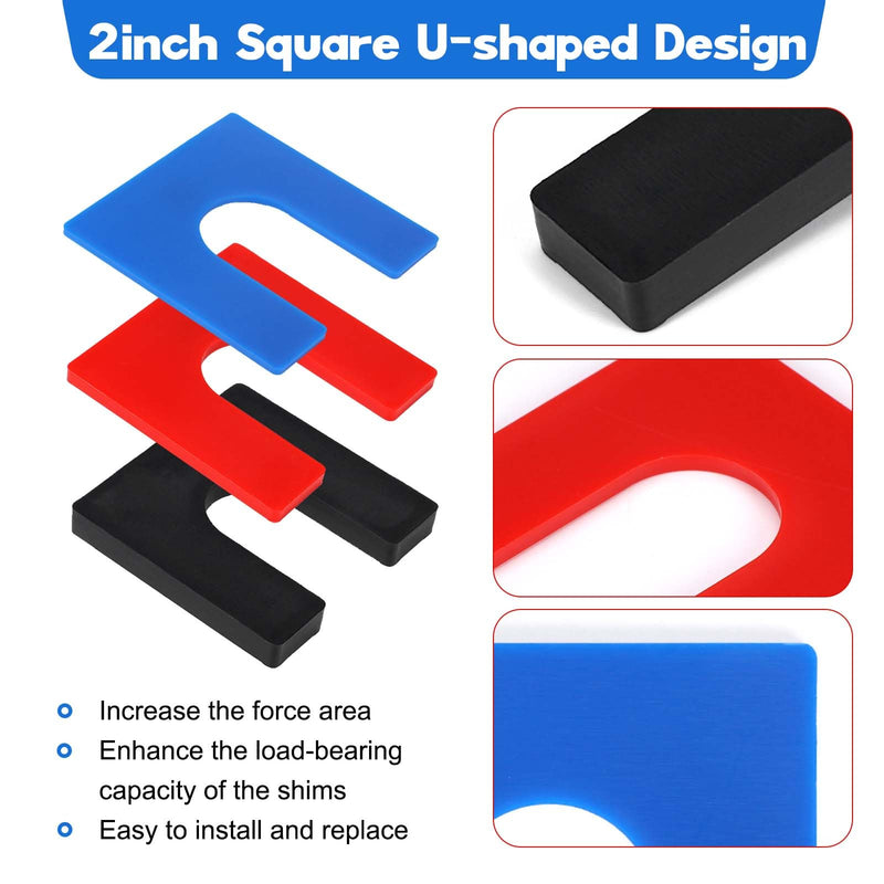 60 Pcs Plastic Auto Lift Leveling Shim Kit For 2 Post 4 Post Car Lift Install, Tile Construction Horseshoe Spacer Fit For 3/4" Anchor Bolt (1/16" Blue, 1/8" Red, 1/4" Black) 3-Size | 60pcs Plastic Shims