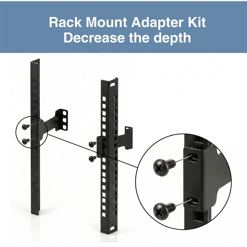 2U Server Rack Depth Extender Kit, 4" Deep Recessed Rack Mount Adapter, TAA Compliant Network Rack Extender for Standard 19" Racks (2u 4inch) 2u 4inch