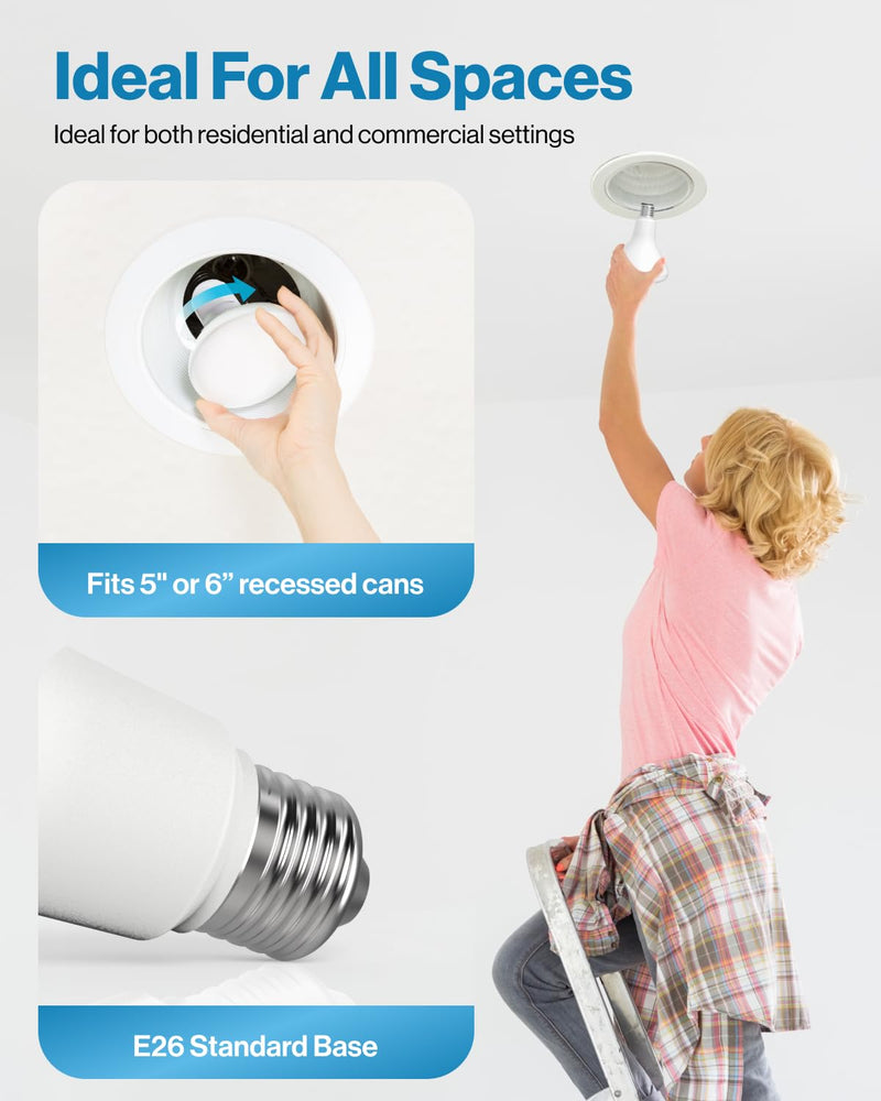 Sunco 10 Pack BR30 LED Bulbs Indoor Flood Lights 11W Equivalent 90W, 3000K Warm White, 850 Lumens, E26 Base, 25,000 Lifetime Hours, Interior Dimmable Recessed Can Light Bulbs - UL & Energy Star. 10 Count (Pack of 1) White 3k
