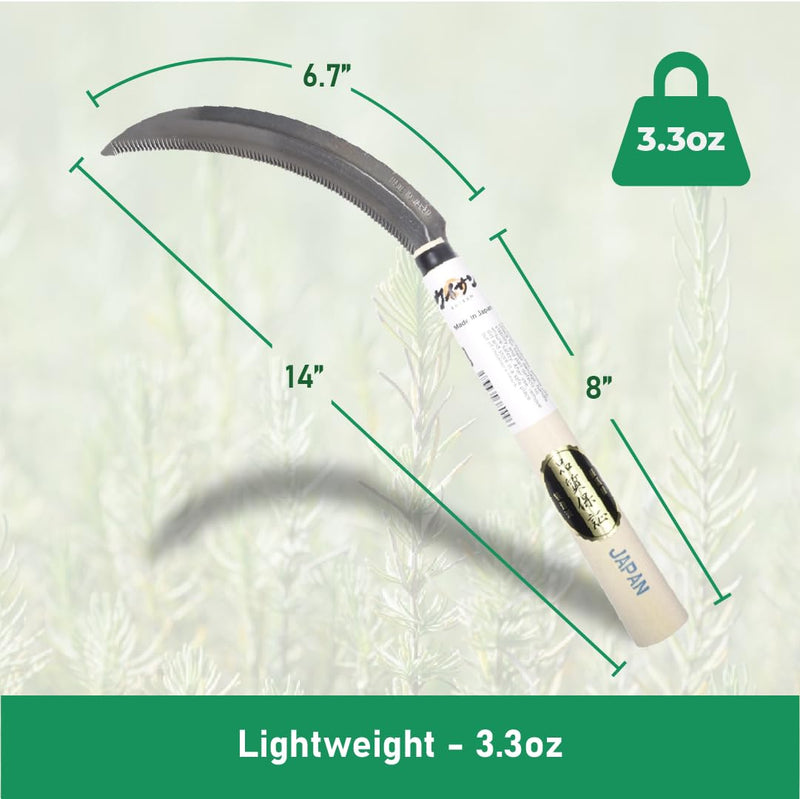 Japanese Serrated Sickle for Gardening - Compact & Lightweight, Wooden Handle (Set of 3) Set of 3