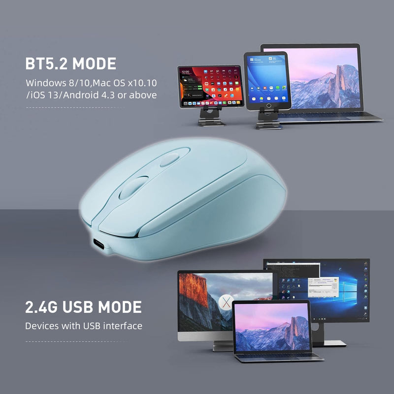 [AUSTRALIA] - Bluetooth Wireless Mouse USB C for Macbook Air Pro/Computer/Laptop, Wireless Rechargeable Silent Ergonomic Mouse Type C for Mac/iPad/iMac/Surface Blue