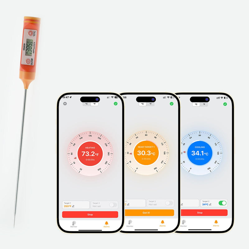 AI Bluetooth Candy & Meat Thermometer with 20+ Presets, Smart Alerts via App (Type-C Rechargeable) Digital Instant Reading for Candy Making, BBQ, Deep Frying, & Liquids, 8" Long Probe,CT180-BT Bluetooth VER