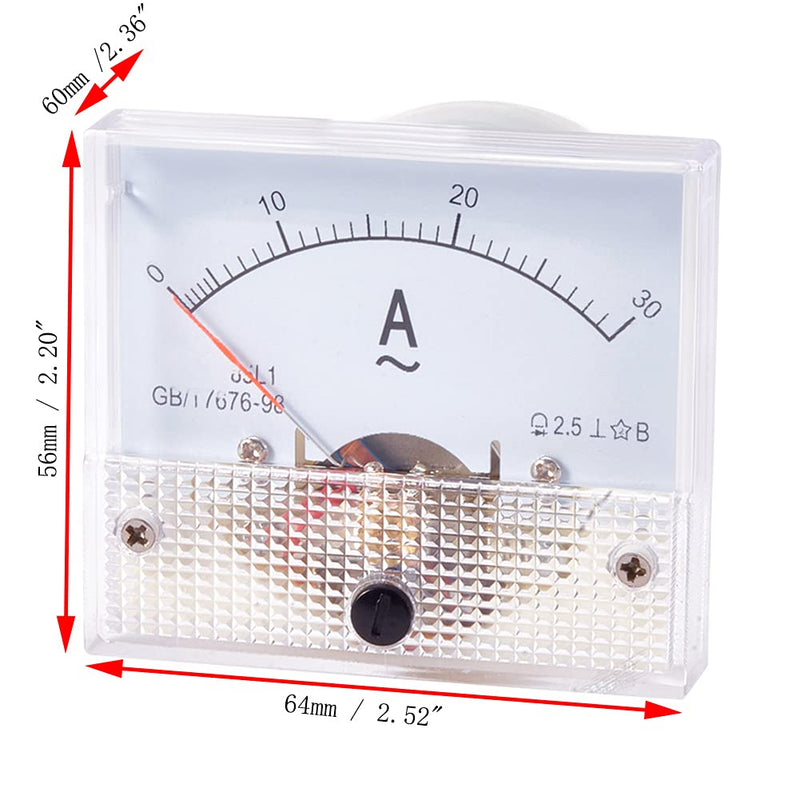 Heyiarbeit AC 0-30A Analog Current Panel 85L1 Amp Ammeter Gauge Meter 2.5 Accuracy for Auto Circuit Measurement Tester 1Pcs 30A