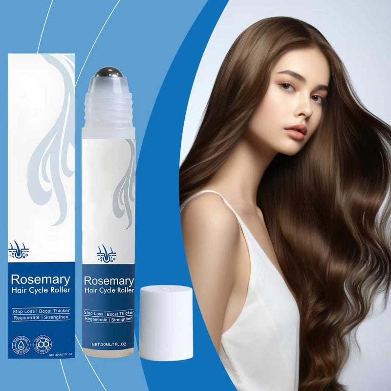 Roll-On Hair Serum 2 Pieces, Hair Essence Roller Ball, Rosemary Hair Roller Serum, Anti Frizz Hair Serum Hair Care for Broken Hair, Blocking Scalp Serum Promotes Oxygen Flow