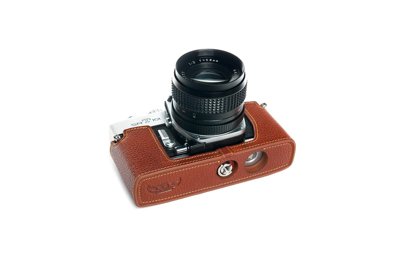 SRT-101 Film Camera Case, BolinUS Handmade Genuine Real Leather Half Camera Case Bag Cover for Minolta SRT 101 Film Camera With Hand Strap (Brown) Brown