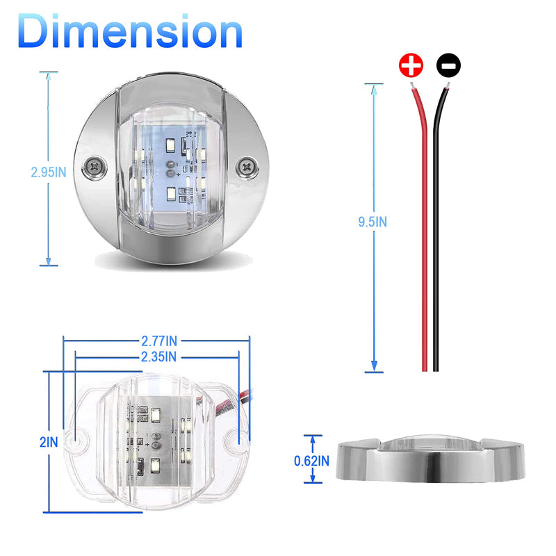 4Pcs Marine Boat LED Lights, 2.95inch Navigation Boat lights, Boat Stern Light, Courtesy Lights, Boat Interior Lights for Yacht, Fishing, Pontoon Boat, Sailboat, Kayak, 12V (Blue) 4PCS Blue