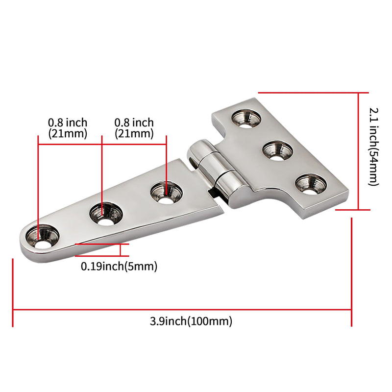 316 Stainless Steel T Hinges Marine Grade 4'' x 2" Heavy Duty Boat Hatch Hinge (100 mm X 54 mm) 4 Pack Casting Cabinet Hardware Door Hinge with Screws 4'' x 2" 4 Pack