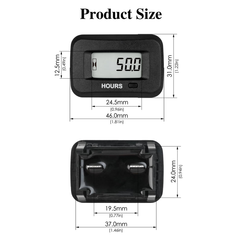  [AUSTRALIA] - NR-HM038AD AC/DC 5V to 277V,Snap-in Digital LCD Hour Meter Kit,Initial Hours Settable,Resettable Partial Running Hours,Built-in Battery,Waterproof,Use for ZTR Lawn Mower Tractor Generator