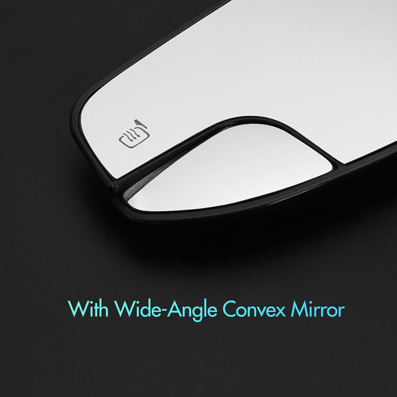 Passenger Side Mirror Replacement for Ford Fusion 2013 2014 2015 2016 2017 2018 2019 2020, Right Side Exterior Mirror Glass, Heated, Chrome Convex Mirror with Backing Plate DS7Z17K707B Passenger Side(RH)