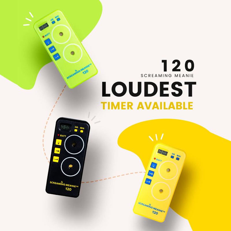 Screaming Meanie TZ-120 Extremely Loud Alarm Timer, Multi-Purpose Timer with 2 Sound Levels Perfect for Heavy Sleepers, Truckers, or Travelers (9v Battery Included) - Green
