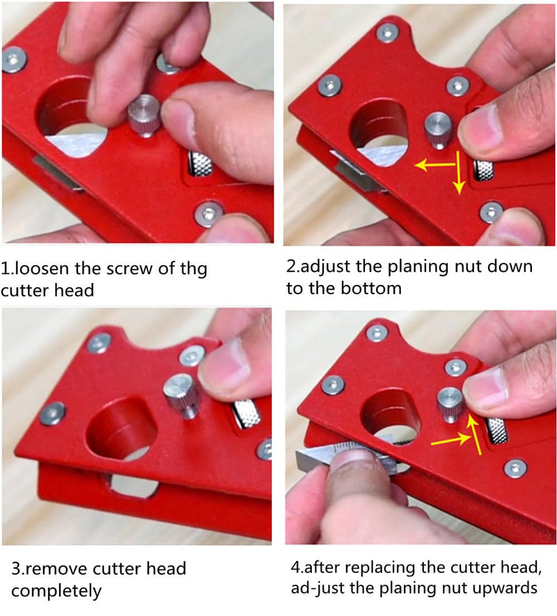 szhdxsy, Wood Planar carpenter's edge trimming tool, suitable for manual chamfering and planing of wood quick trimming,for Quick Edge Trimming and Chamfering,red(Combination upgrade-7 Cutter Heads) A180