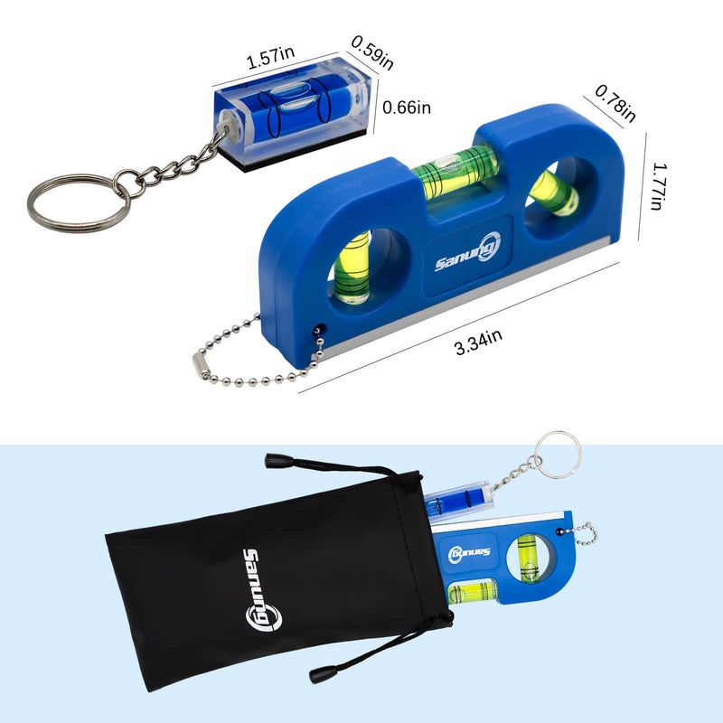 Sanung Magnetic Level Set, 2PCS Portable Bubble Torpedo + 2PCS Acrylic Spirit Levels with Keychain for Quick Attach, 45 90 180 Degree Measurement