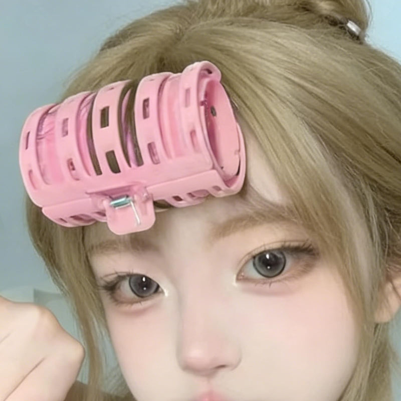 2Pcs Hairdressing Curlers Rollers Non-Slip Hair Curlers Rollers Comfortable Bangs Clips for Curling and Hair Styling (Pink)
