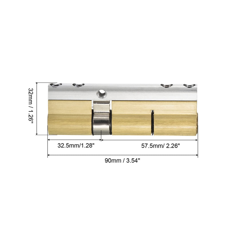 PATIKIL 32.5/57.5 (90mm Overall) European Double Lock Cylinder, Door Cylinder Lock with 8 Keys for Wooden Doors, Aluminum Doors 32.5mm/57.5mm