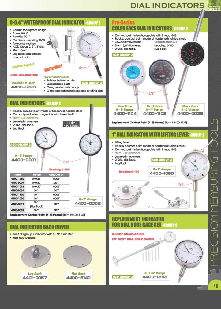 Pro Series by HHIP 4400-1101 Metric Dial Indicator, .01 mm Graduation, 0-10 mm 0-10MM Range