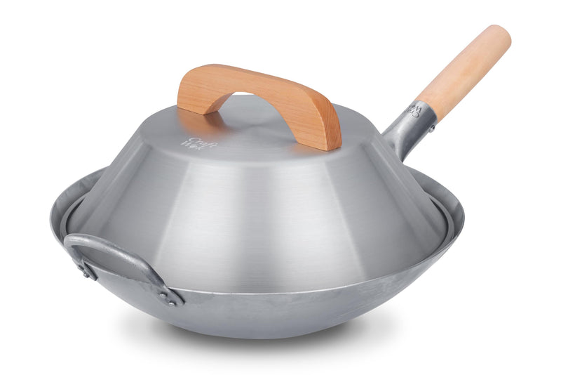 Craft Wok Dome Lid for 14-Inch Woks Traditional Dome Shaped with Wooden Handle Cover for 14 inch Woks Asian Cookware Aluminum / 732W3 13' (for 14' woks)