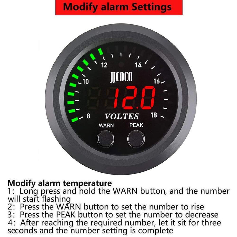 Universal Volt Gauge Voltage Meter Kit Car DC 12V Voltmeter Red Digital LED 2inches 52mm Digital Volt Voltage Gauge Compatible with Car Truck Vehicle Automotive