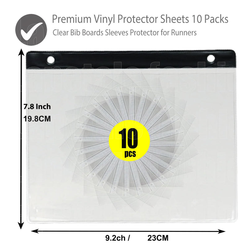 Clear Bib Boards Sleeves Protector for Runners,Race Bib Vinyl Holder,Race Bib Display Vinyl Protector Sheets, Marathon Running Bib Sheet Protector Black 10