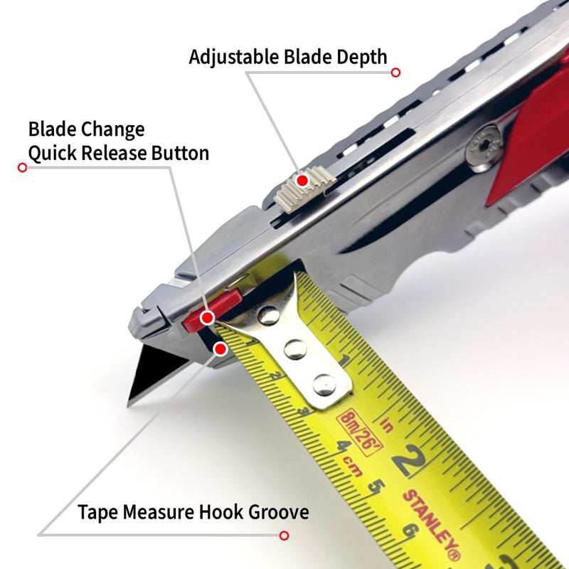 Drywall Utility Knife & Rasp K300 – 4-in-1 Gypsum Board Cutting Tool – Professional Drywall Cutting Knife with Jab Saw & Tape Measure Hook (Navajas para Drywall) K-300