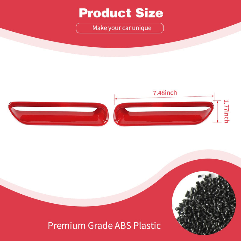 for Challenger Hood Scoop Vent Cover Trim Bezel Red Compatible with Dodge Challenger 2009 2010 2011 2012 2013 2014 Red Exterior Accessories 2pcs